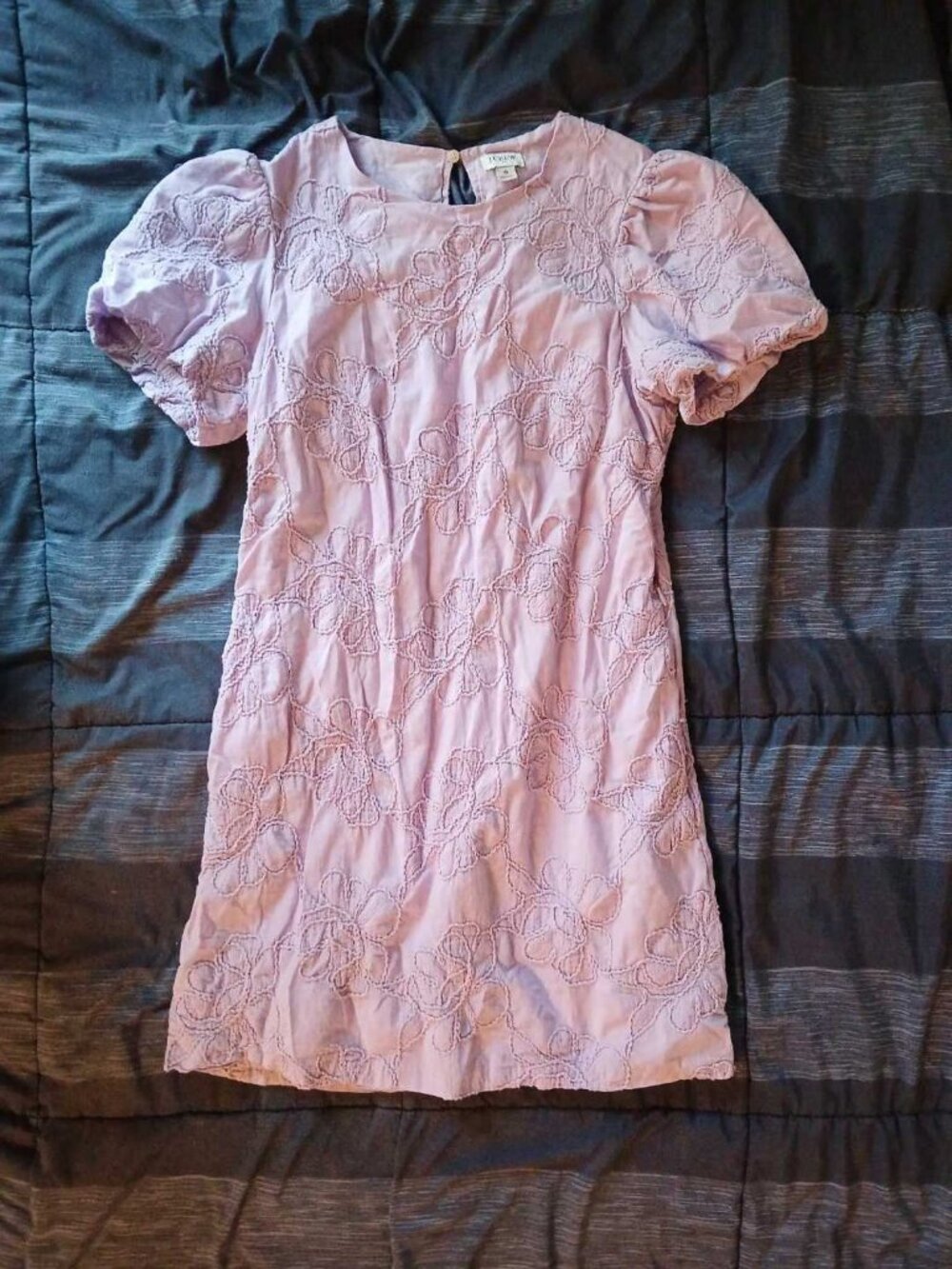 Embroidered Puff Sleeve Mini Dress for Women 6 100% cotton